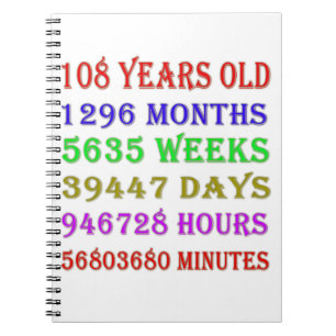 108th  Birthday Milestones Notebook