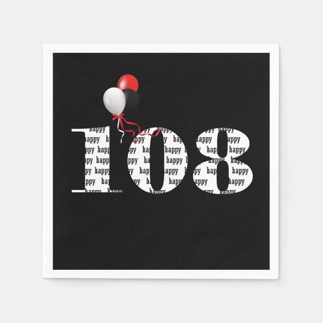 108th Birthday party balloons Napkins (Front)
