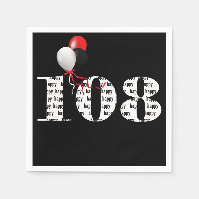 108th birthday party balloons napkins (Front)