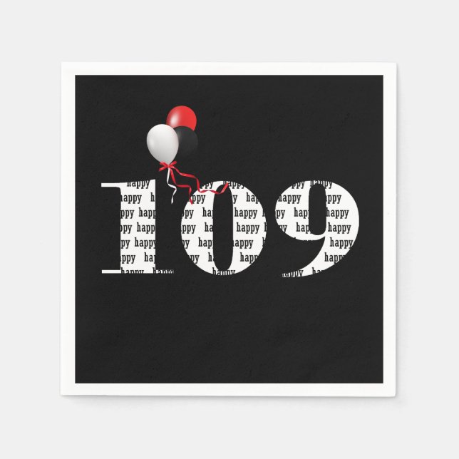 109th Birthday party balloons Napkins (Front)