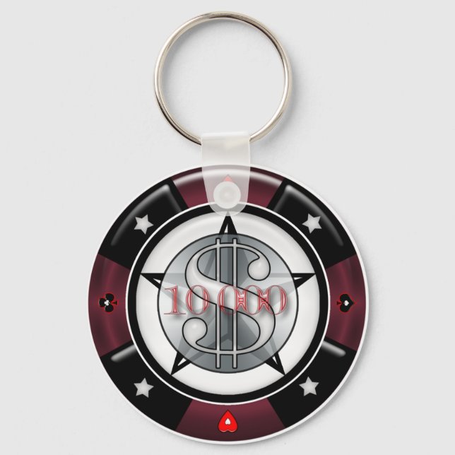 $10,000.00 Gambling Poker Chip Keychain (Front)
