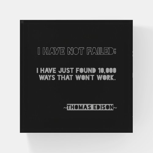 10000 Ways Thomas Edison Success Quote Typography Paperweight