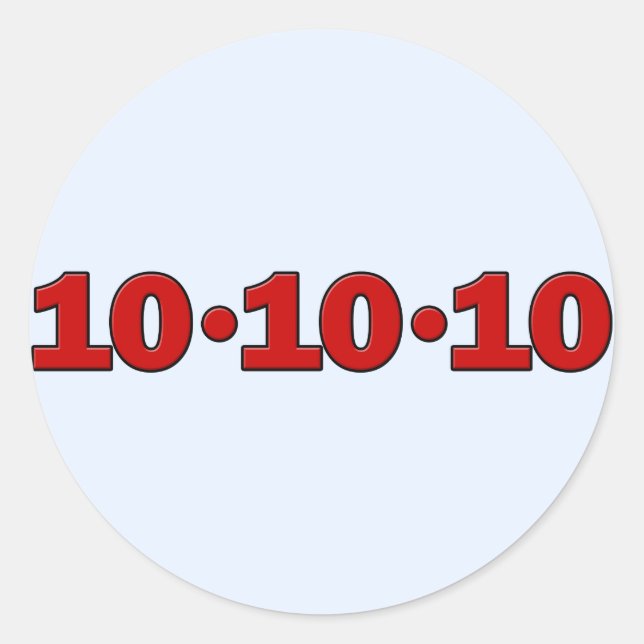10-10-10: October 10, 2010 Classic Round Sticker (Front)