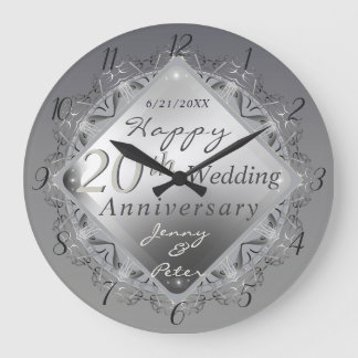 10,11,20,25,70th Wedding Anniversary Large Clock