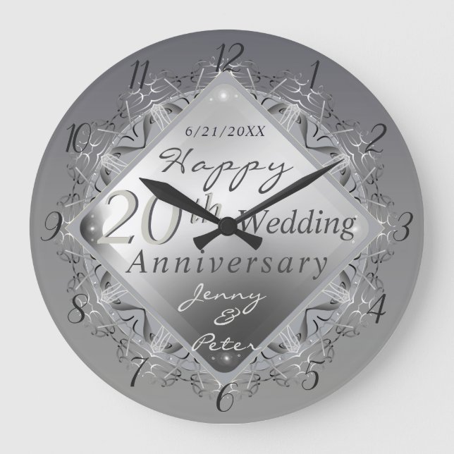 10,11,20,25,70th Wedding Anniversary Large Clock (Front)