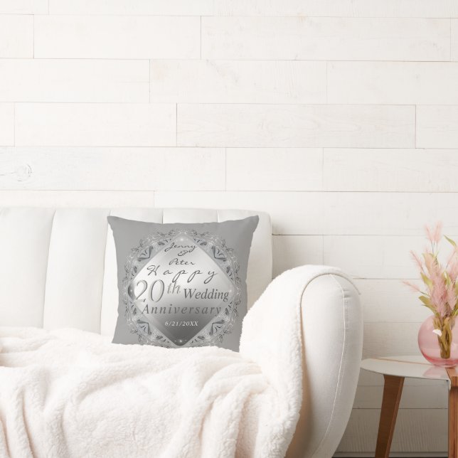 10,11,20,25th,70th Wedding Anniversary+Photo Throw Pillow (Couch)