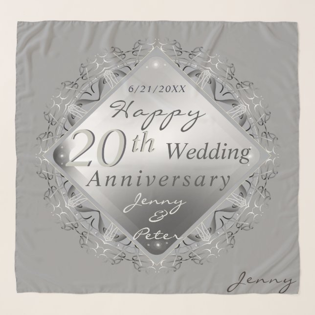 10,11,20,25th,70th Wedding Anniversary Scarf (Front)