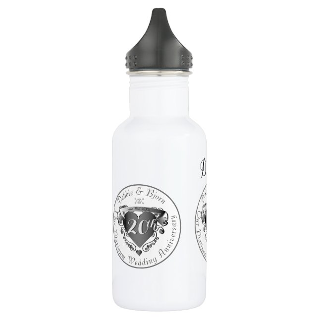10,11,20th,25th,70th Heart Wedding Anniversary  St Stainless Steel Water Bottle (Left)