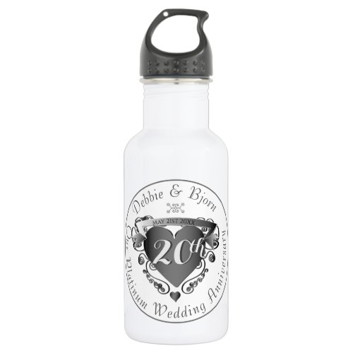 101120th25th70th Heart Wedding Anniversary  St Stainless Steel Water Bottle