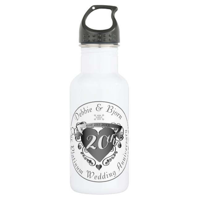 10,11,20th,25th,70th Heart Wedding Anniversary  St Stainless Steel Water Bottle (Front)