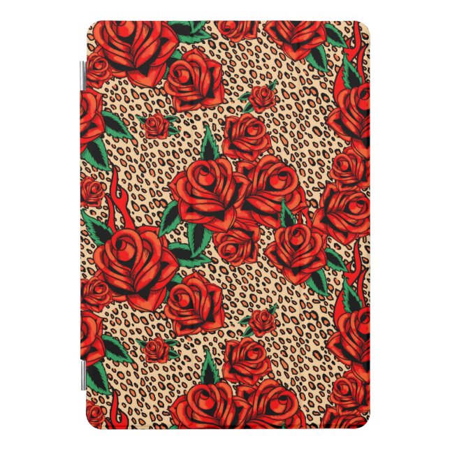 10,.5" ipad pro cover red roses and leopard print (Front)