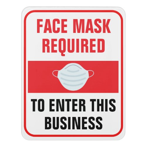1075 x 838 Bold Face Mask Required Acrylic Door Sign