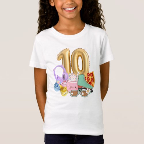 10 Balloon Headphones Pizza Kawaii Drink Skates T-Shirt