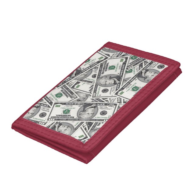 $10 Bill Money Pattern Tri-fold Wallet (Bottom)