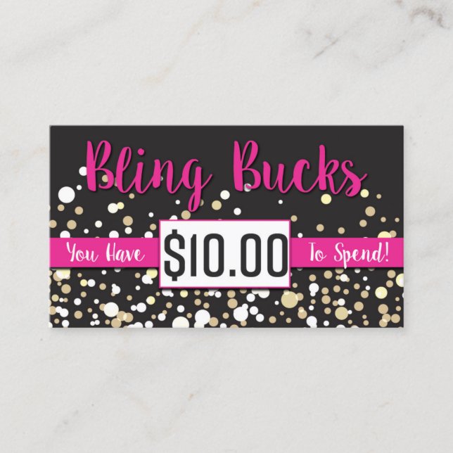 $10 Bling Bucks Discount Card (Front)