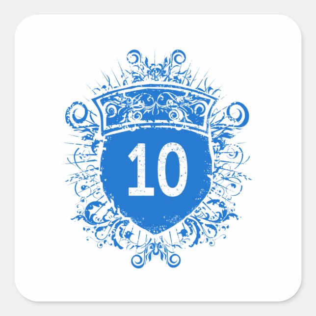 #10 Blue Shield Square Sticker (Front)