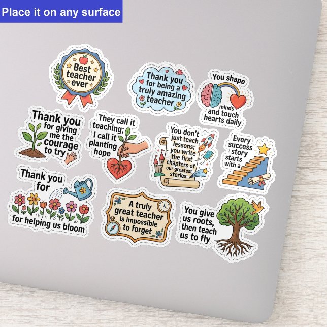 10 Bulk Retro Quotes | Best Teacher Appreciation Sticker (bulk teacher appreciation stickers, retro quote sticker pack, teacher thank you gift set)
