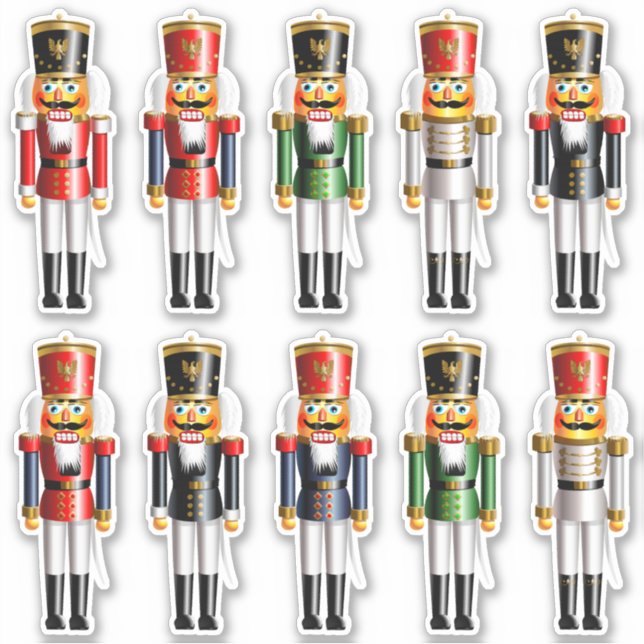 10 Christmas Nutcrackers Sticker (Front)