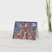 10 Colorful Cats for Cat Lovers Blank Card