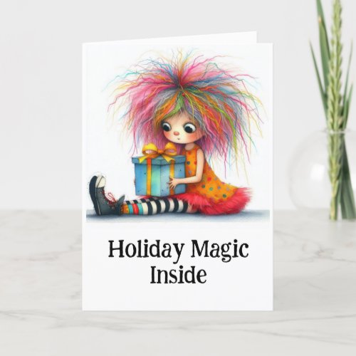 **  10 Colorful Whimsical Christmas Girl Gift AP97 Thank You Card