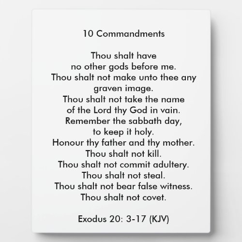 10 Commandments 8 x 10 Tabletop Photo Plaque