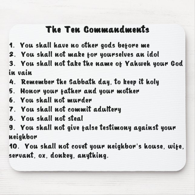 10 Commandments in a cool modern font Mouse Pad (Front)