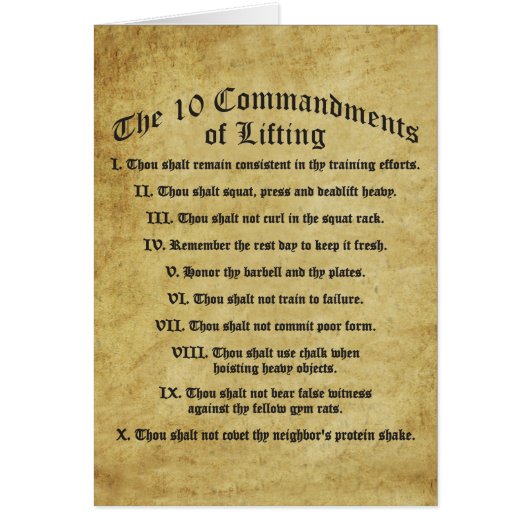 10 Commandments of Lifting Cards (Front)