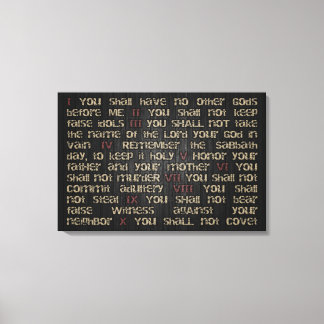 10 Commandments on Dark Wood 30" x 20" Canvas Wrap Print