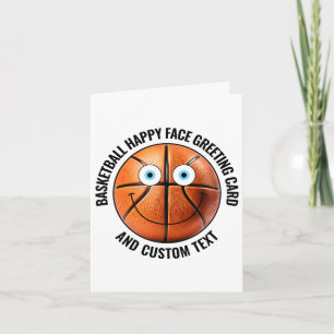 10 Custom Basketball BLUE EYES Happy Face Greeting Card
