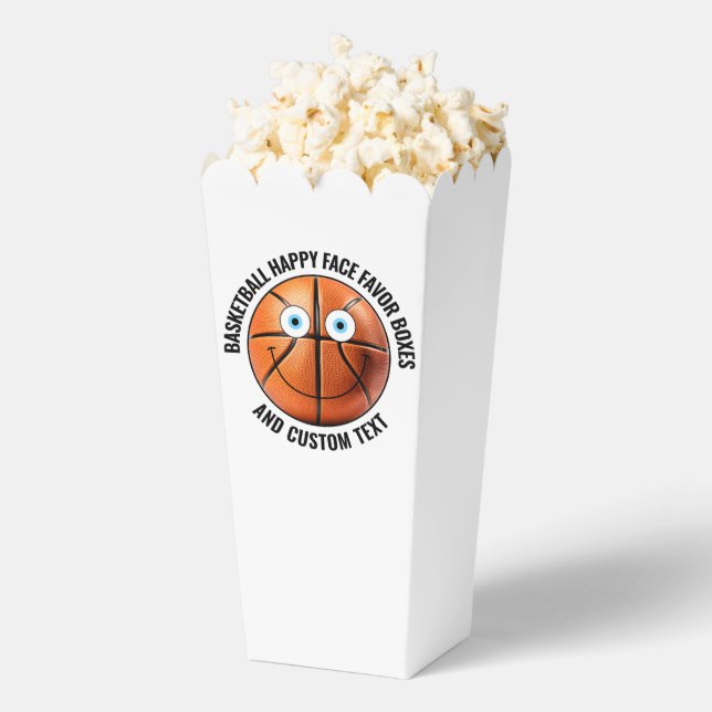 10 Custom Basketball BLUE EYES Happy Face Popcorn Favor Boxes (Popped)
