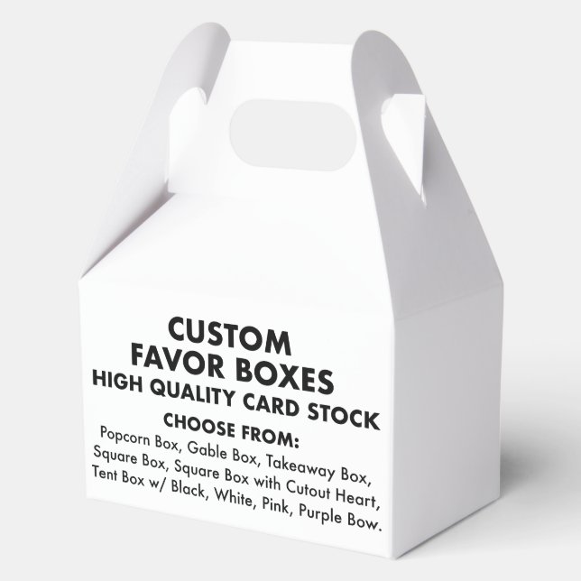 10 Custom Personalized Medium Gable Favor Boxes (Front)