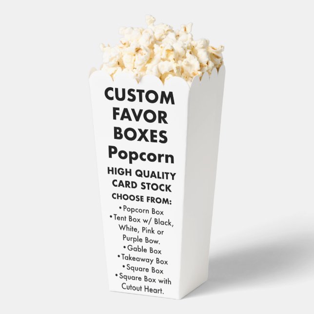 10 Custom Personalized Popcorn Favor Boxes (Popped)