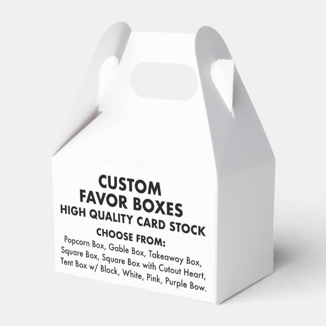 10 Custom Personalized Small Gable Favor Boxes (Front Side)