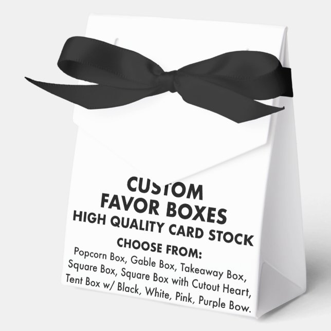 10 Custom Personalized Tent Favor Boxes w/ Ribbon (Front)