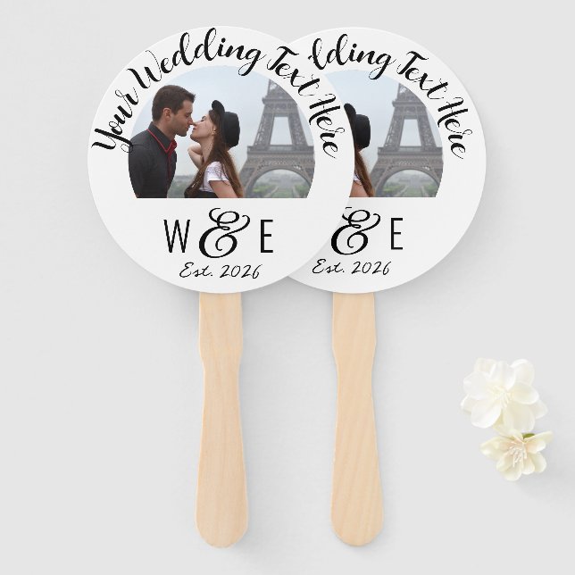 10 Custom Script Text Program Fans Wedding Favor (Front and Back)