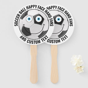 10 Custom Soccer Theme Party BLUE EYES Happy Face Hand Fan
