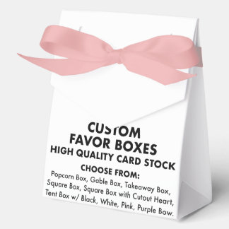 10 Custom Tent Favor Boxes with Pink Ribbon