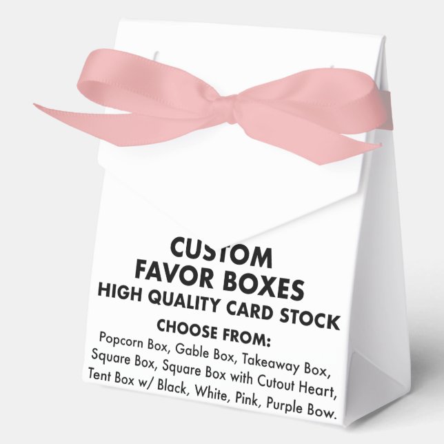 10 Custom Tent Favor Boxes with Pink Ribbon (Front)