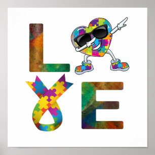 10 Cute Dabbing Heart Autism Awareness Love Women  Poster