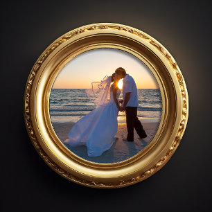 10" Diameter Circle Shape Wedding Photo Print