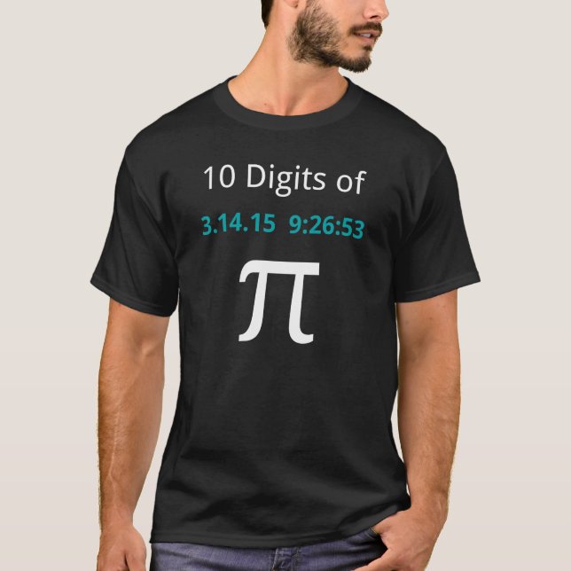 10 Digits of Pi for Pi Day 2015 Black Shirt (Front)