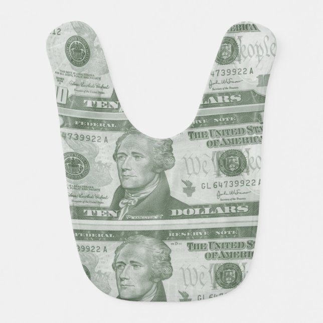 10 Dollar Bill Baby Bib (Front)