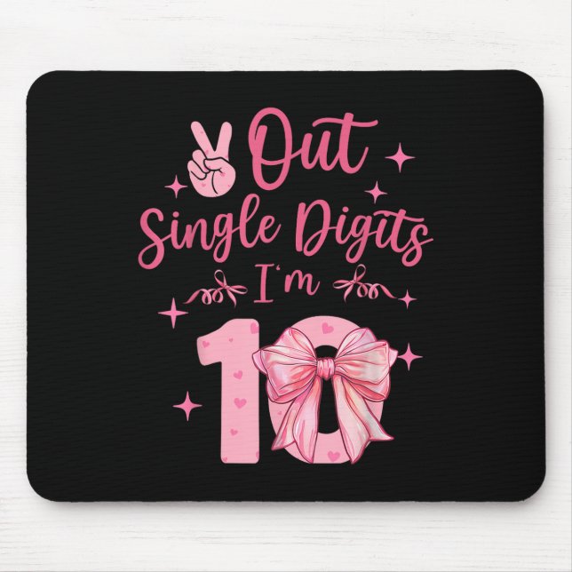 10 Double Digits 10th Birthday Coquette 10 Year Ol Mouse Pad (Front)