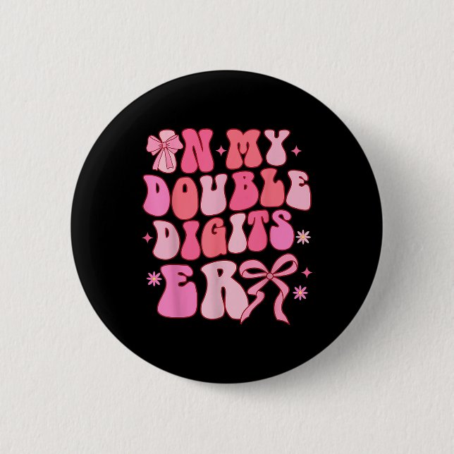 10 Double Digits 10th Birthday Girl Coquette 10 Ye Button (Front)
