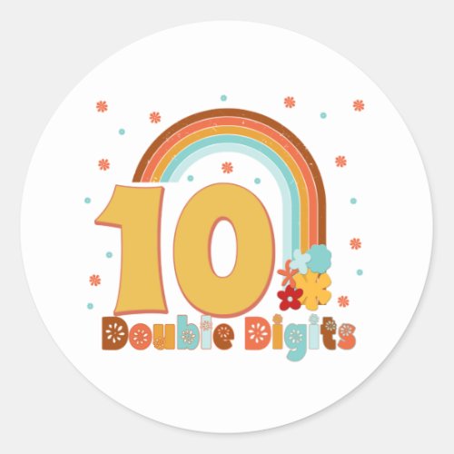10 Double Digits Birthday Girl Groovy Party  Classic Round Sticker