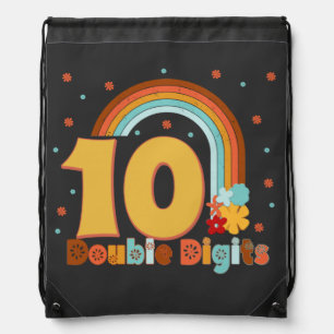 10 Double Digits Birthday Girl Groovy Party  Drawstring Bag