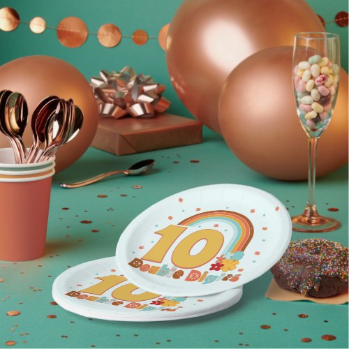 10 Double Digits Birthday Girl Groovy Party  Paper Plates