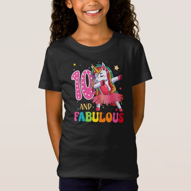 10 & Fabulous Unicorn 10th Birthday Shirt  (Front)
