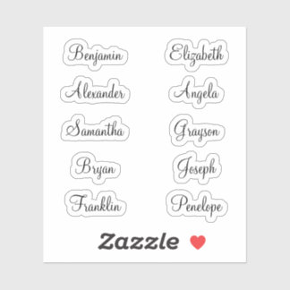10 First Names Modern Elegant Calligraphy Sticker