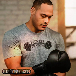 10 FITNESS TRAINING Denim patchwork barbells T-Shirt